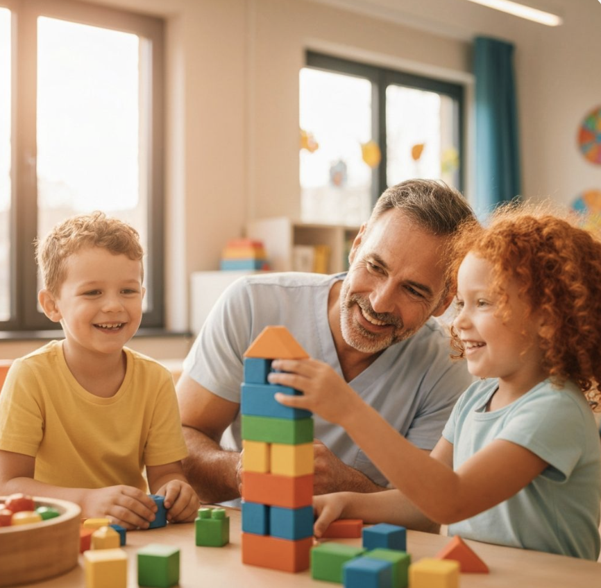 Children enjoying care activities